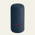 Navy blue travel mug with 'FERNWOOD' branding on a light beige background