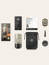 Wacaco Nanopresso coffee maker components on a beige background