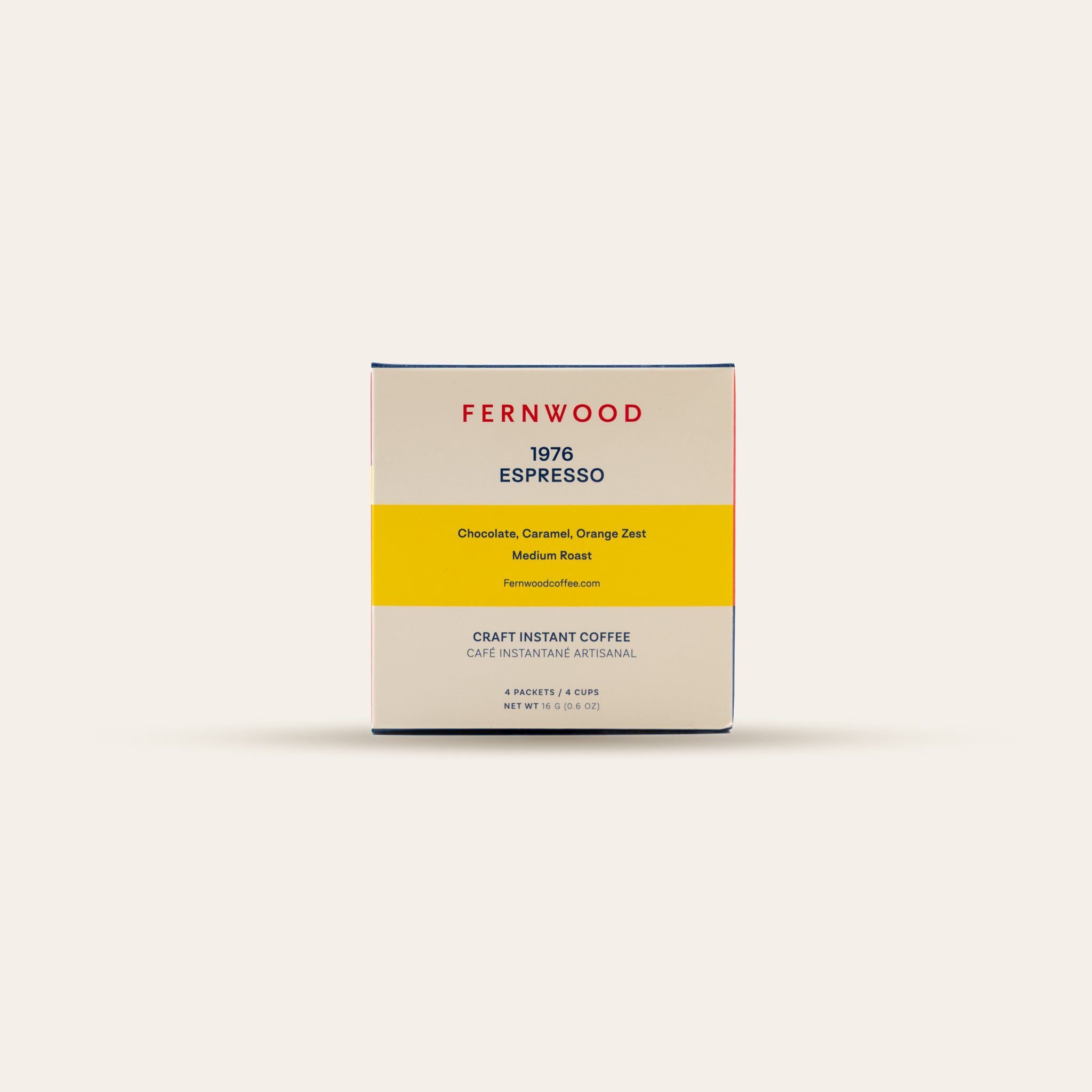 Fernwood's 1976 Espresso box on a beige background.