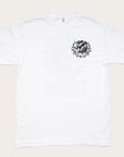 White t-shirt with three horse head design over left chest